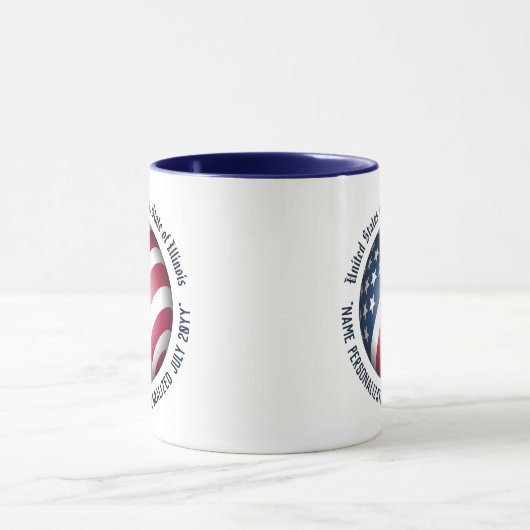 Personalisiert Modern Patriotic USA Flag Globe Tasse (Zentrum)