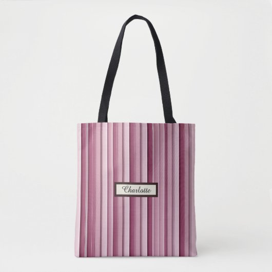 Personalisiert Modern rosa Mauve Stripteulpe Tasche (Vorderseite)