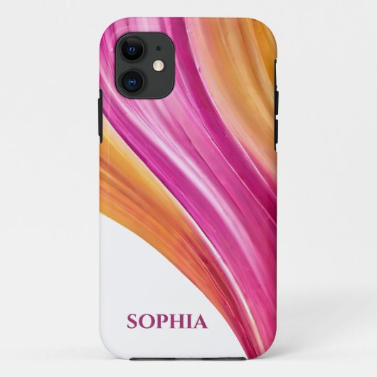 Personalisiert-modern-rosa Orange und Gelb- Case-Mate iPhone Hülle (Rückseite)