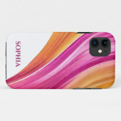 Personalisiert-modern-rosa Orange und Gelb- Case-Mate iPhone Hülle (Rückseite (Horizontal))