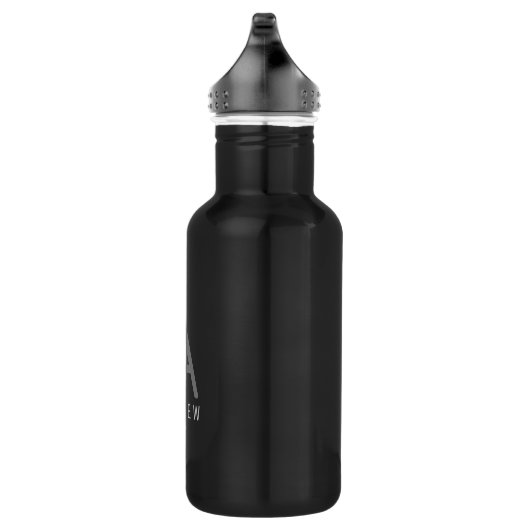 Personalisiert Modern Simple Black Gray Mit Monogr Edelstahlflasche (Rechts)