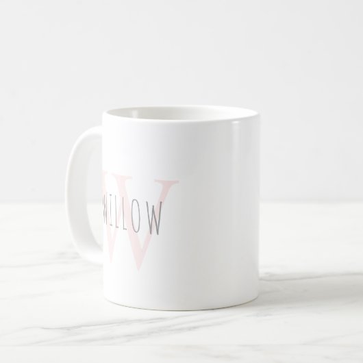 Personalisiert Modern Simple PinkMonogram Kaffeetasse (Vorderseite Links)