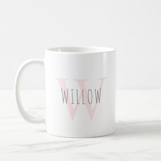 Personalisiert Modern Simple PinkMonogram Kaffeetasse (Links)