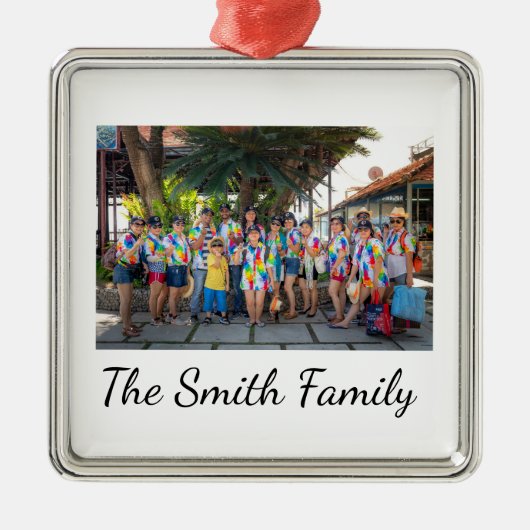 Personalisiert Modern Simple Wiedersehen Foto Ornament Aus Metall (Vorne)