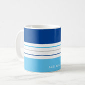 Personalisiert Modern Sky Blue Stripes Kaffeetasse (Vorderseite Links)
