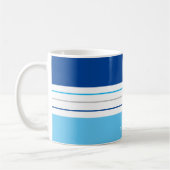Personalisiert Modern Sky Blue Stripes Kaffeetasse (Links)