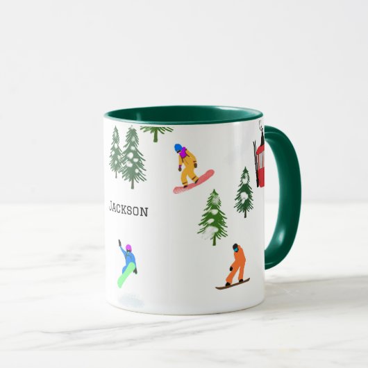 Personalisiert Modern Snowboarder Snowboarden Tasse (VorderseiteRechts)
