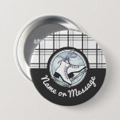 Personalisiert Modern Tartan Ice Skaten Pinback Button (Vorne & Hinten)