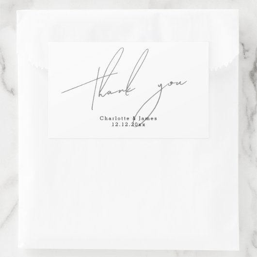 Personalisiert Modern und stilvoll Danke Rechteckiger Aufkleber (Tasche)