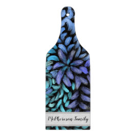 Personalisiert Moderne aquamarine und blaue Blüten Schneidebrett