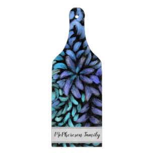 Personalisiert Moderne aquamarine und blaue Blüten Schneidebrett