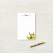 Personalisiert Moderne Aquarellgelbe Sonnenblume Post-it Klebezettel (Auf Schreibtisch)