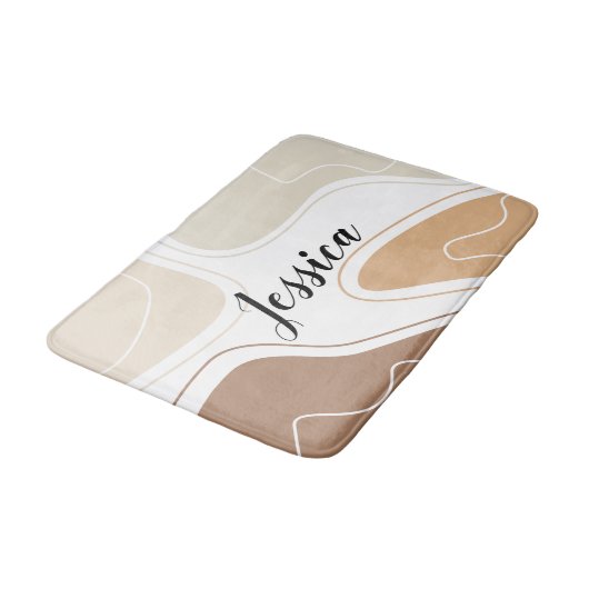 Personalisiert moderne beige geometrisch badematte (Schrägansicht)