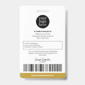 Personalisiert Moderne Berufliche Mitarbeiter ID G Ausweis (Rückseite)