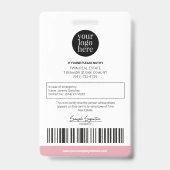 Personalisiert Moderne Berufliche Mitarbeiter ID P Ausweis (Rückseite)