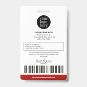 Personalisiert Moderne Berufliche Mitarbeiter-ID R Ausweis (Rückseite)