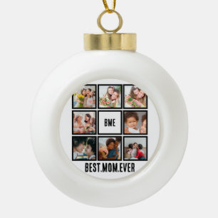 Personalisiert Moderne beste Mama je 8 FotoCollage Keramik Kugel-Ornament