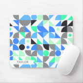 Personalisiert moderne Blaue Minte Geometrie Mousepad (Mit Mouse)