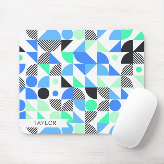 Personalisiert moderne Blaue Minte Geometrie Mousepad (Mit Mouse)