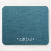 Personalisiert moderne Blue Linen Texture Mousepad (Vorne)