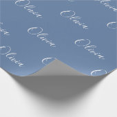Personalisiert-moderne Blue Script Name Wrapping Geschenkpapier (Ecke)