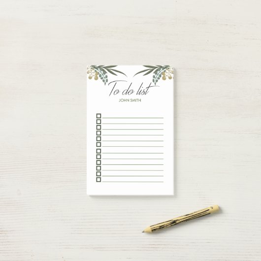 Personalisiert Moderne botanische Blätter im Wasse Post-it Klebezettel (Auf Schreibtisch)