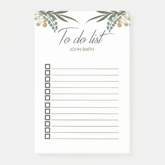 Personalisiert Moderne botanische Blätter im Wasse Post-it Klebezettel (Vorderseite)