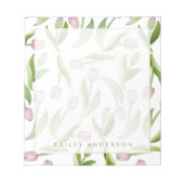 Personalisiert Moderne botanische Rosa Tulip Blume Notizblock (Vorderseite)