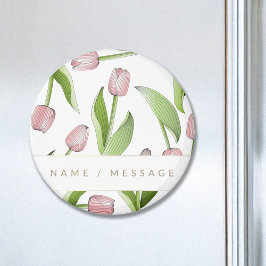 Personalisiert Moderne botanische Rosa Tulip Magnet