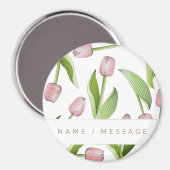 Personalisiert Moderne botanische Rosa Tulip Magnet (Vorderseite/Rückseite)
