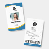 Personalisiert-Moderne Corporate Employee ID Blue Ausweis (Vorder- & Rückseite)