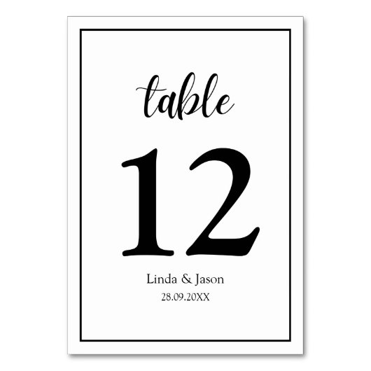 Personalisiert Moderne Elegance Hochzeit Tischnumm Tischnummer (Vorderseite)