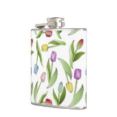 Personalisiert Moderne farbenfrohe Tulip Blume Flachmann (Links)