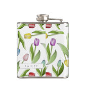 Personalisiert Moderne farbenfrohe Tulip Blume Flachmann (Rückseite)