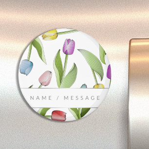Personalisiert Moderne farbenfrohe Tulip Blume Magnet