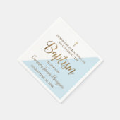 Personalisiert Moderne goldblaue und weiße Taufe Serviette (Ecke)