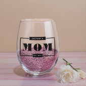 Personalisiert Moderne kühne Mama Est New Mommy Weinglas Ohne Stiel