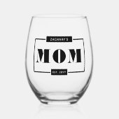 Personalisiert Moderne kühne Mama Est New Mommy Weinglas Ohne Stiel (Vorderseite)