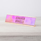 Personalisiert Moderne Minimalistische Blumen Schreibtischnamensplakette (Vorderseite )