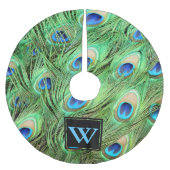Personalisiert - moderne Pfau-Federn Polyester Weihnachtsbaumdecke (Vorderseite)