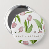 Personalisiert Moderne rosa Tulip-Blume Button (Vorne & Hinten)