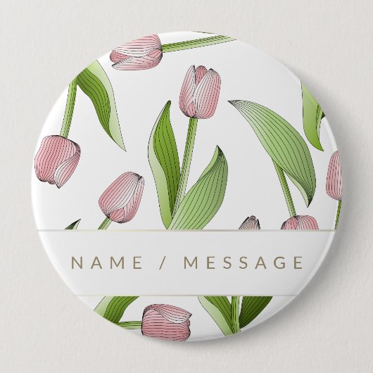 Personalisiert Moderne rosa Tulip-Blume Button (Vorderseite)