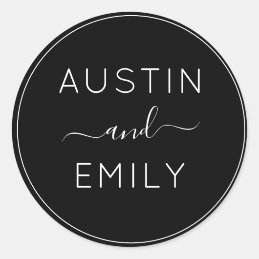 Personalisiert Moderne rosa-weiße Hochzeit Runder Aufkleber (Vorderseite)