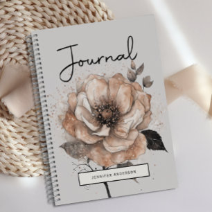 Personalisiert Moderne Rose Gold Floral Journal Notizblock