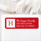 Personalisiert Moderne Rote Monogramm-Rücksendeadr (Insitu)