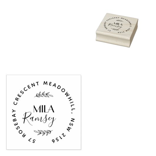 Personalisiert Moderne Rücksendeadresse Botanisch Gummistempel (Stempel)