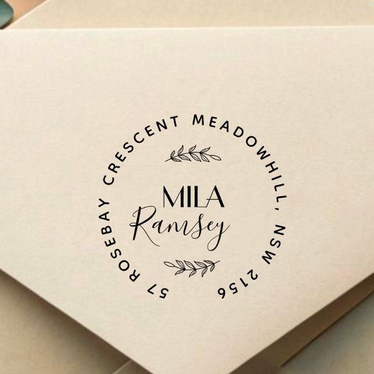 Personalisiert Moderne Rücksendeadresse Botanisch Gummistempel