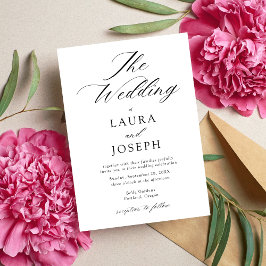 Personalisiert Moderne Schwarz-Weiß-Einfache Hochz Einladung