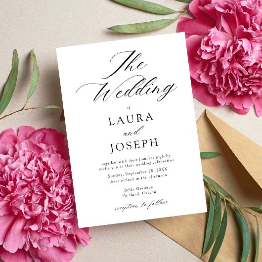 Personalisiert Moderne Schwarz-Weiß-Einfache Hochz Einladung