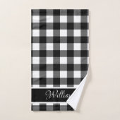 Personalisiert Moderne Schwarz-weiße Buffalo-Karos Badhandtuch Set (Handtuch)